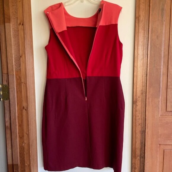 TALBOTS Color Block Sleeveless Knit Sheath Dress Red Coral Maroon - Picture 4 of 15